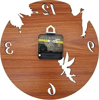 Iya Creations Butterfly and Angel Abstract Wooden Analog Wall Clock (Brown Shaded, 50 x 50 x 2 cm)-thumb4