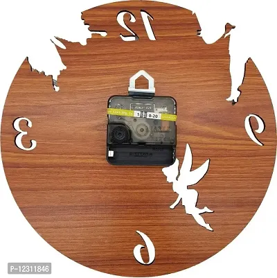 Iya Creations Butterfly and Angel Abstract Wooden Analog Wall Clock (Brown Shaded, 50 x 50 x 2 cm)-thumb5