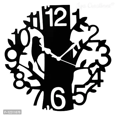 Iya Creations Analog Wall Clock for Home (30 cm x 30 cm x 2.8 cm) (Full Black)