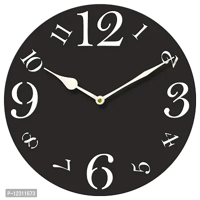 Iya Creations Designer Wall Clock for Home (30 cm x 30 cm x 2.8 cm, Black)