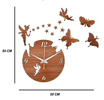 Iya Creations Butterfly and Angel Abstract Wooden Analog Wall Clock (Brown Shaded, 50 x 50 x 2 cm)-thumb1