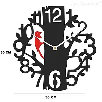 Heritagecrafts Designer Analog Wall Clock for Home (30 cm x 30 cm x 2.5 cm, Black RED Small Sparrow)-thumb1