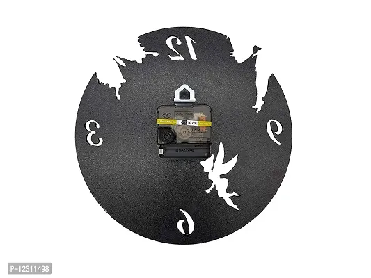 Iya Creations Wooden Analog Wall Clock for Home, Living Room, Bedroom, Kitchen, Offices (Black, 50 x 50 x 2.5cm)-thumb5