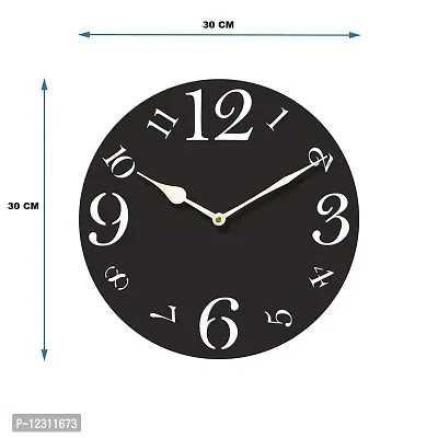 Iya Creations Designer Wall Clock for Home (30 cm x 30 cm x 2.8 cm, Black)-thumb2