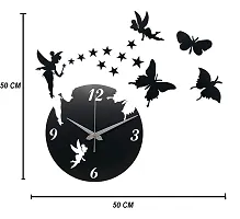 Heritagecrafts Wooden Butterfly Analog Wall Clock (50 cm x 50 cm x 2.5 cm, Black)-thumb1