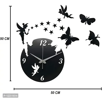 Heritagecrafts Wooden Butterfly Analog Wall Clock (50 cm x 50 cm x 2.5 cm, Black)-thumb2