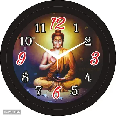 Iya Creations Designer Analogue Round Plastic Wall Clock with Glass for Home/Living Room/Bedroom/Kitchen/Office ( 28 x 28 x 3 cm) (WC 1003 Buddha)