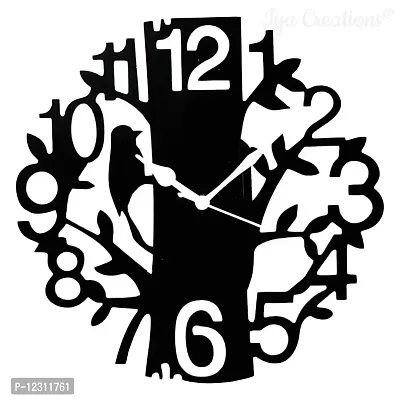 Heritagecrafts Designer Analog Wall Clock for Home (30 cm x 30 cm x 2.5 cm Black Small Sparrow)