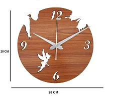 Iya Creations Butterfly and Angel Abstract Wooden Analog Wall Clock (Brown Shaded, 50 x 50 x 2 cm)-thumb2