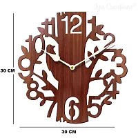 Heritagecrafts Designer Analog Wall Clock for Home (30 cm x 30 cm x 2.5 cm Brown Small Sparrow)-thumb1