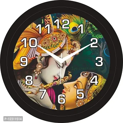 Iya Creations Designer Analogue Round Plastic Wall Clock with Glass for Home/Living Room/Bedroom/Kitchen/Office ( 28 x 28 x 3 cm) (WC 1002 Radha Krishn)-thumb0