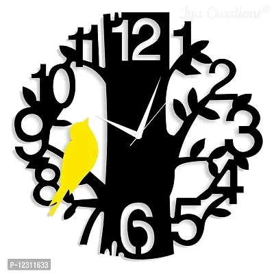 Heritagecrafts Designer Analog Wall Clock for Home (30 cm x 30 cm x 2.5 cm, Black Yellow)-thumb0