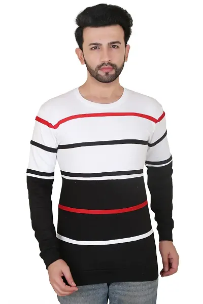 Men's Striped Blend Round Neck Tees