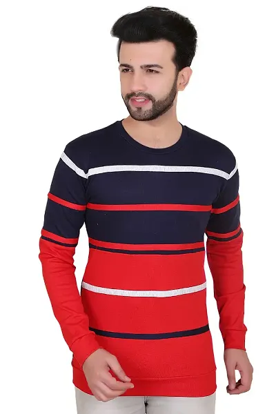 New Striped Cotton Blend Round Neck T Shirt