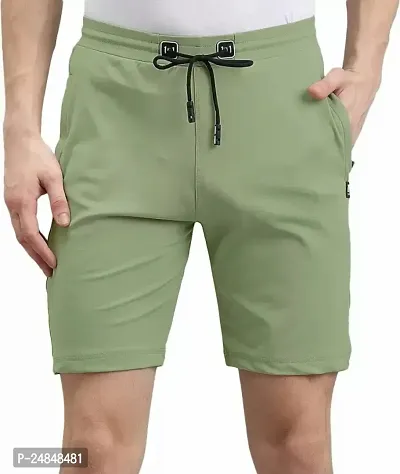 Stylish Green Lycra Blend Regular Shorts For Men