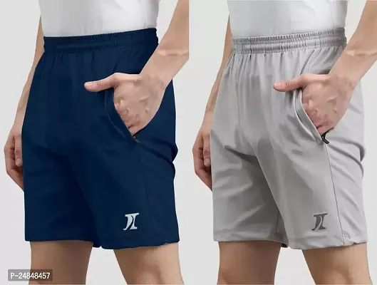 Stylish Multicoloured Lycra Blend Regular Shorts For Men Pack Of 2-thumb0