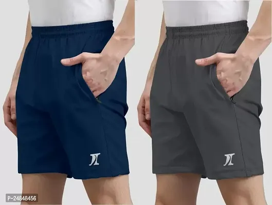 Stylish Multicoloured Lycra Blend Regular Shorts For Men Pack Of 2