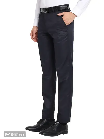 STALLINO Fashion PV Navyblue and Lightgrey Fit Trouser for Men - Office pant for Men-thumb3
