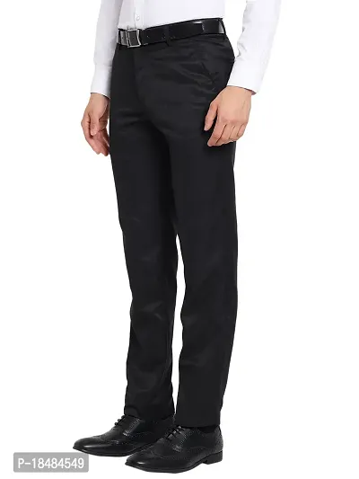 STALLINO Fashion PV Black and Cream Regular Fit Formal Trouser for Men - Office pant for Men-thumb3