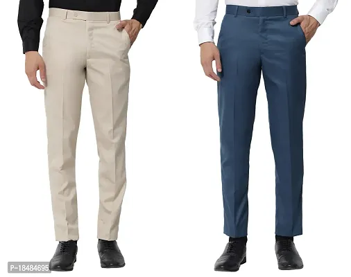 STALLINO Fashion PV Cream and Morpitch Regular Fit Formal Trouser for Men - Office pant for Men