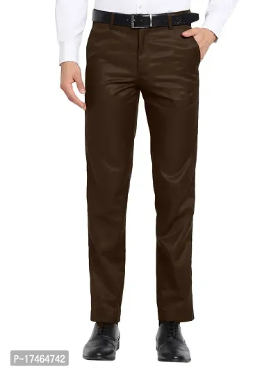STALLINO Fashion PV Brown Regular Fit Formal Trouser for Men - Office pant for Men