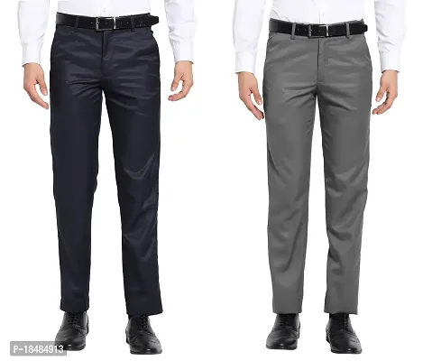 STALLINO Fashion PV Navyblue and Darkgrey Fit Trouser for Men - Office pant for Men