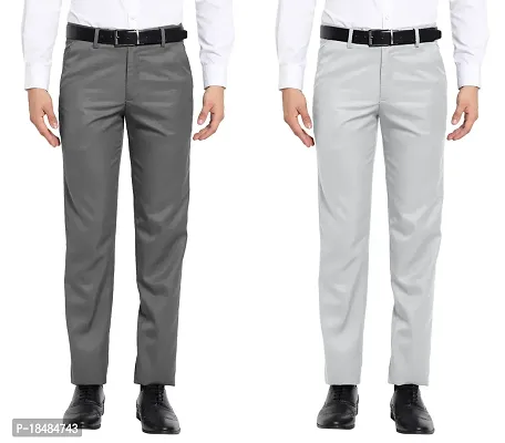 STALLINO Fashion PV Dgrey and Lightgrey Fit Formal Trouser for Men - Office pant for Men-thumb0