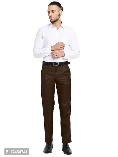 STALLINO Fashion PV Brown Regular Fit Formal Trouser for Men - Office pant for Men-thumb4