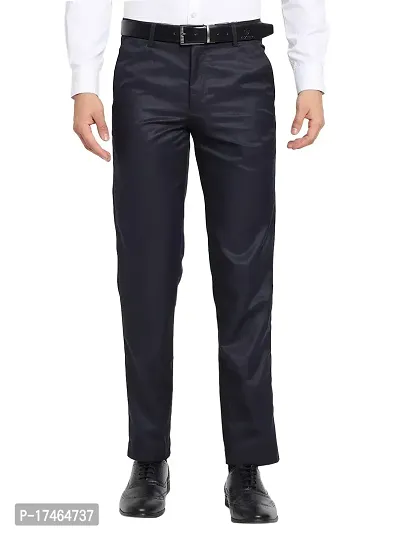STALLINO Fashion PV Navy Blue Regular Fit Formal Trouser for Men - Office pant for Men-thumb0