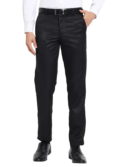 STALLINO Fashion PV Black Regular Fit Formal Trouser for Men