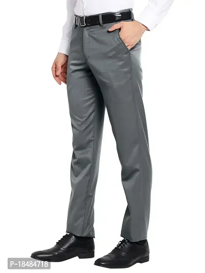 STALLINO Fashion PV Dgrey and Black Reglar Fit Formal Trouser for Men - Office pant for Men-thumb3