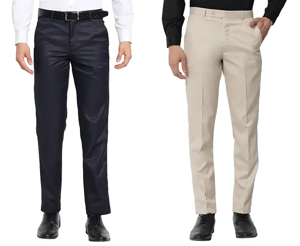 Stylish Polyester Blend Formal Trousers 