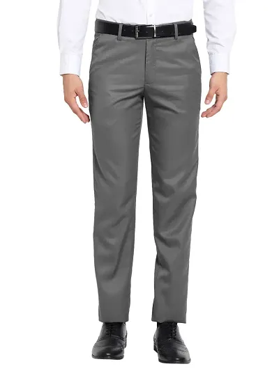STALLINO Fashion PV Grey Morpitch Regular Fit Formal Trouser For Men - Office Pant For Men