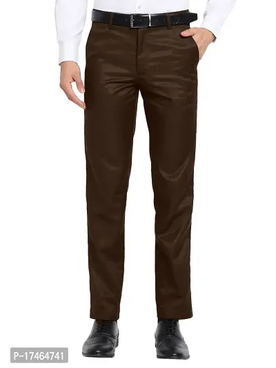 STALLINO Fashion PV Brown Regular Fit Formal Trouser for Men - Office pant for Men-thumb0