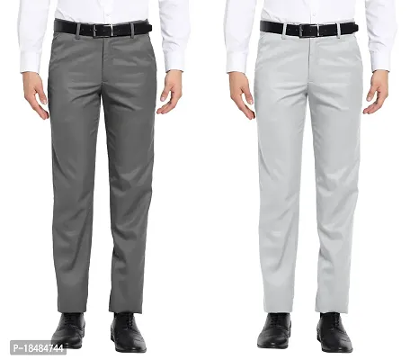 STALLINO Fashion PV Dgrey and Lightgrey Fit Formal Trouser for Men - Office pant for Men