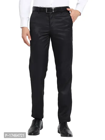 STALLINO Fashion PV Black Regular Fit Formal Trouser for Men - Office pant for Men-thumb0