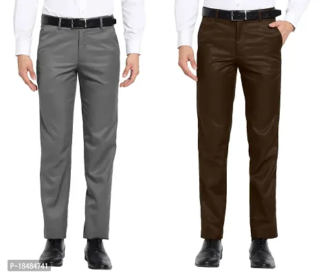 STALLINO Fashion PV Dgrey and  Coffee Fit Formal Trouser for Men - Office pant for Men