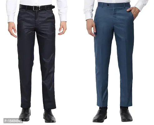 STALLINO Fashion PV Navyblue and White Fit Trouser for Men - Office pant for Men