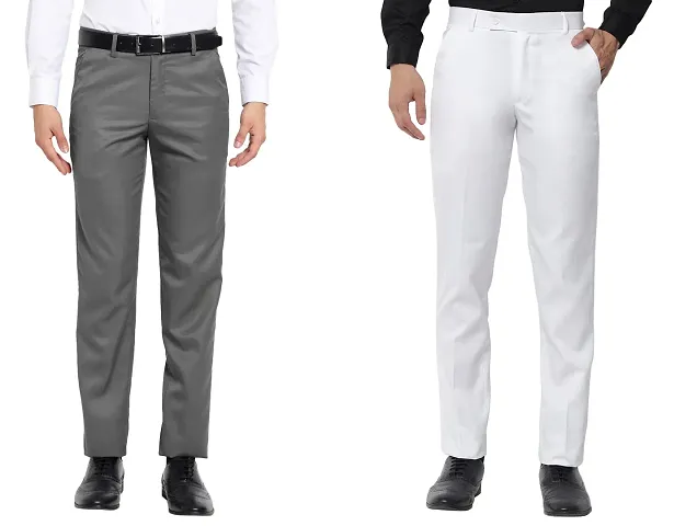 Stylish Polyester Blend Formal Trousers 