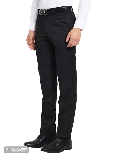 STALLINO Fashion PV Black and Darkgrey Regular Fit Formal Trouser for Men - Office pant for Men-thumb3