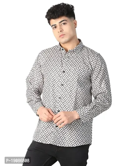 Royal look Sanganeri Cotton Grey Printed shirt for men