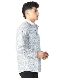 Royal look Sanganeri Cotton Grey Printed shirt for men-thumb2