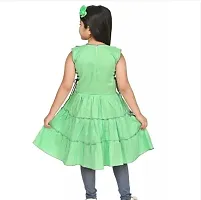 Stylish Cotton Blend Green Embroidered Kurta With Leggings Set For Girls-thumb1