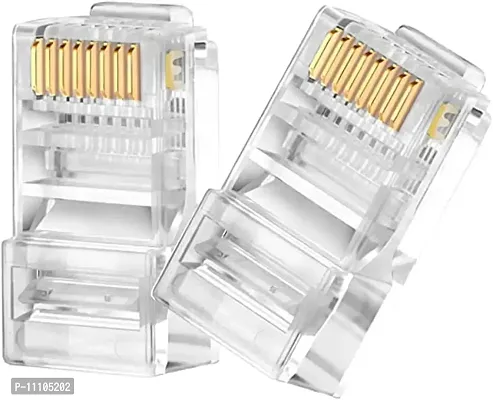 nT RJ45 Connector for CAT6 / CAT 5E | Transparent Plug for LAN Connection | Ethernet (100 PACK)-thumb0