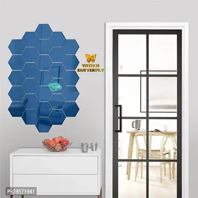 42028 Hexagon Blue wall   acrylic stickers  wall  stickers  for wall   stickers.256 Pieces Of 28-thumb2