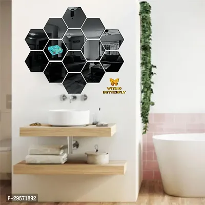 42014 Hexagon Black wall   acrylic stickers  wall  stickers  for wall   stickers.207 Pieces Of 14-thumb2