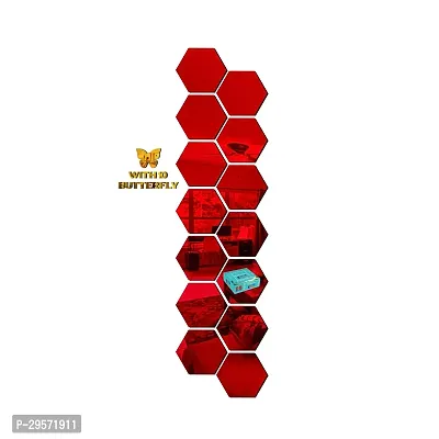 42014 Hexagon Red wall   acrylic stickers  wall  stickers  for wall   stickers.226 Pieces Of 14