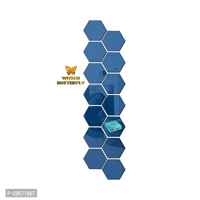 42014 Hexagon Blue wall   acrylic stickers  wall  stickers  for wall   stickers.212 Pieces Of 14-thumb0