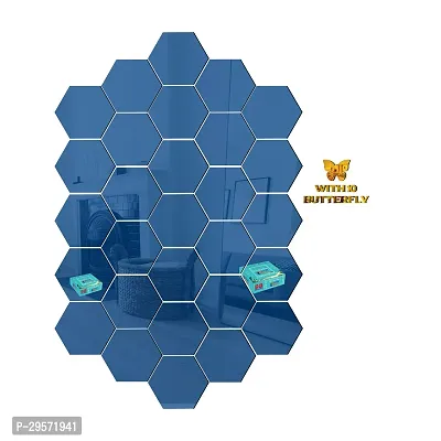 42028 Hexagon Blue wall   acrylic stickers  wall  stickers  for wall   stickers.256 Pieces Of 28