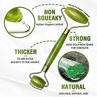 Natural Jade Stone Facial Roller Manual Massage with Gua Sha Tool for Face Eye Neck Foot Massage For Men and Women (Green)-thumb3